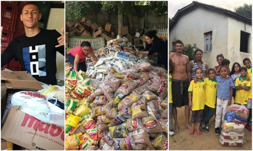 Capixaba Richarlison doa alimentos para as vítimas da destruição das chuvas no ES