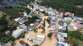 Imagens aéreas mostram Rio Bananal tomado pelas águas após tempestade